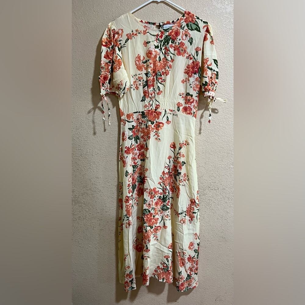 Faithfull the Brand Brida Magnolia yellow floral Midi Dress NEW MEDIUM